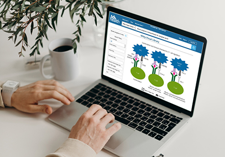 An open laptop with Wiley Visual Library displayed within the TDS Health Platform